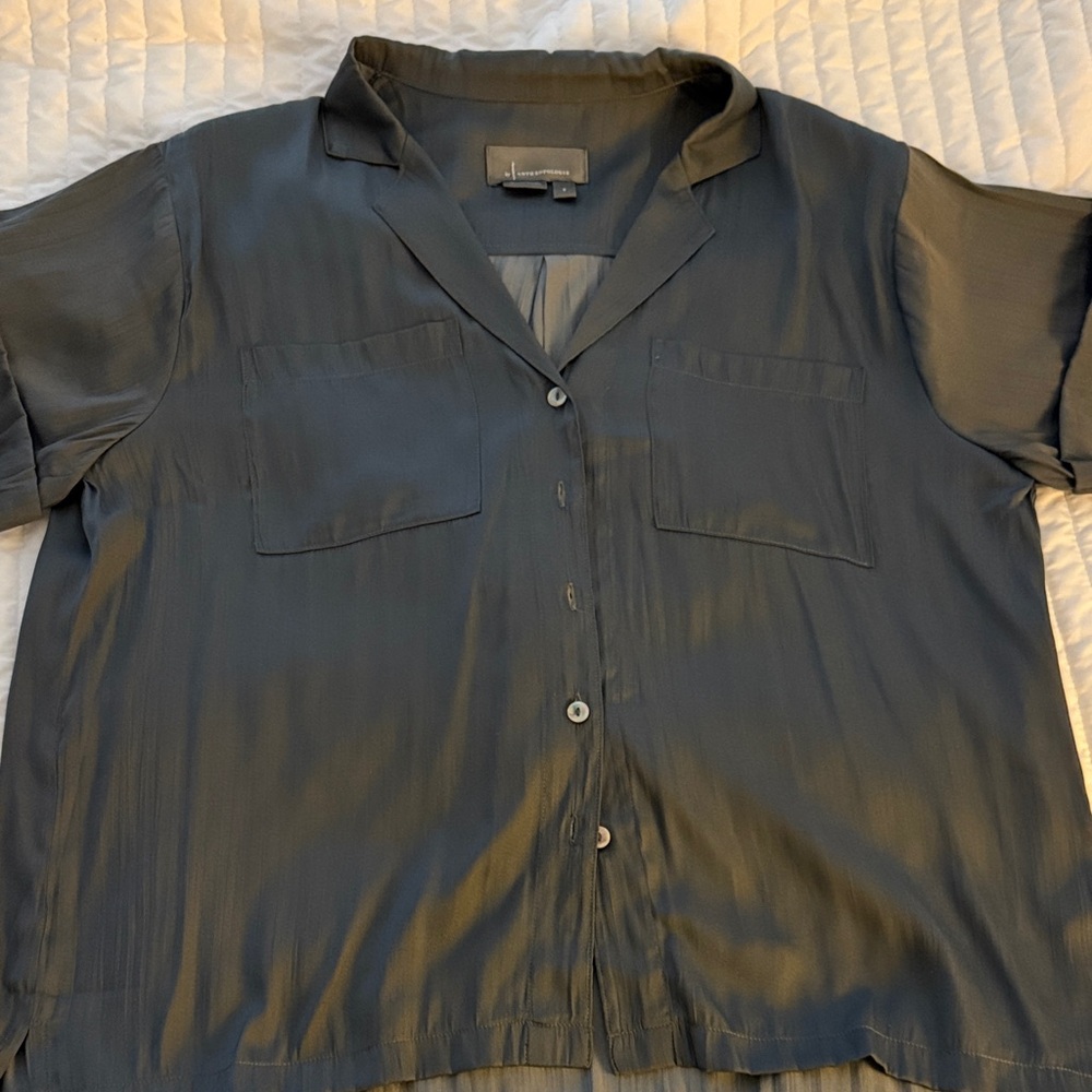 Anthropologie Women's Gray Button Down Shirt